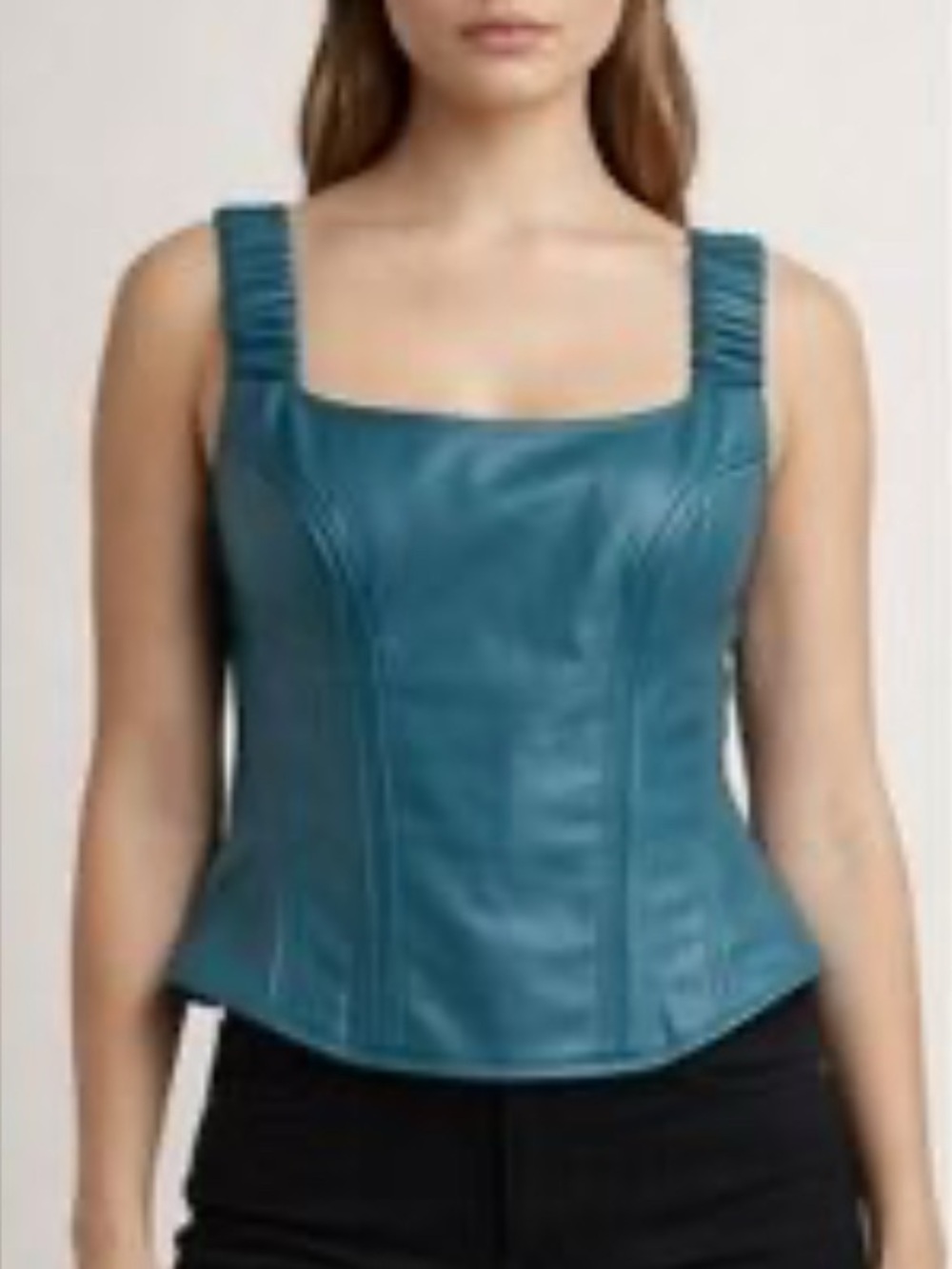 Bold Elements Faux Leather Corset Camisole Teal, XL NWT